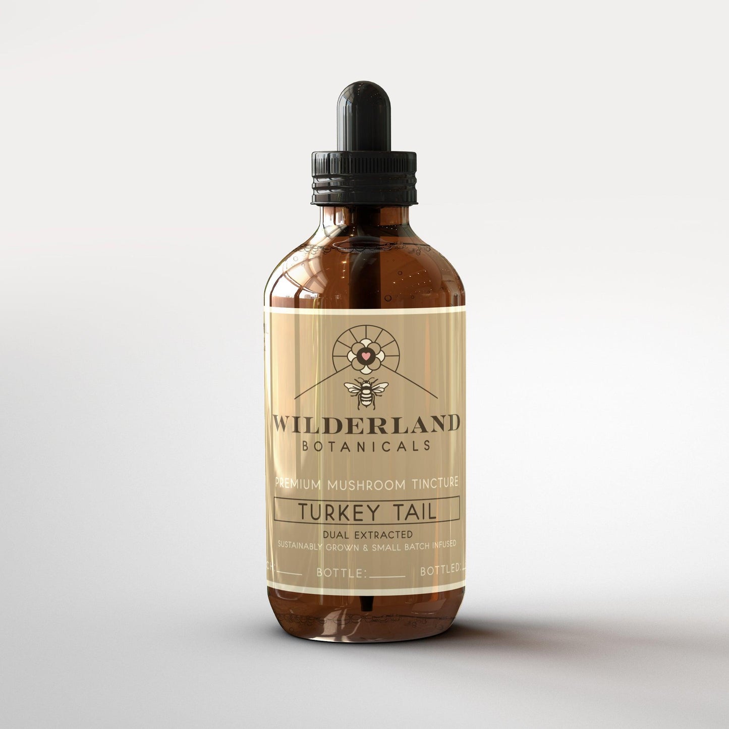 Dual Extracted Turkey Tail Tincture, 100mL Bottle - Wilderland Botanicals